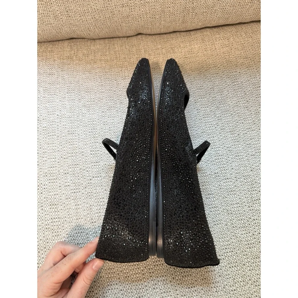 Dolce Vita Reyes Black Metallic Crystal Square Toe Mary Jane Flats